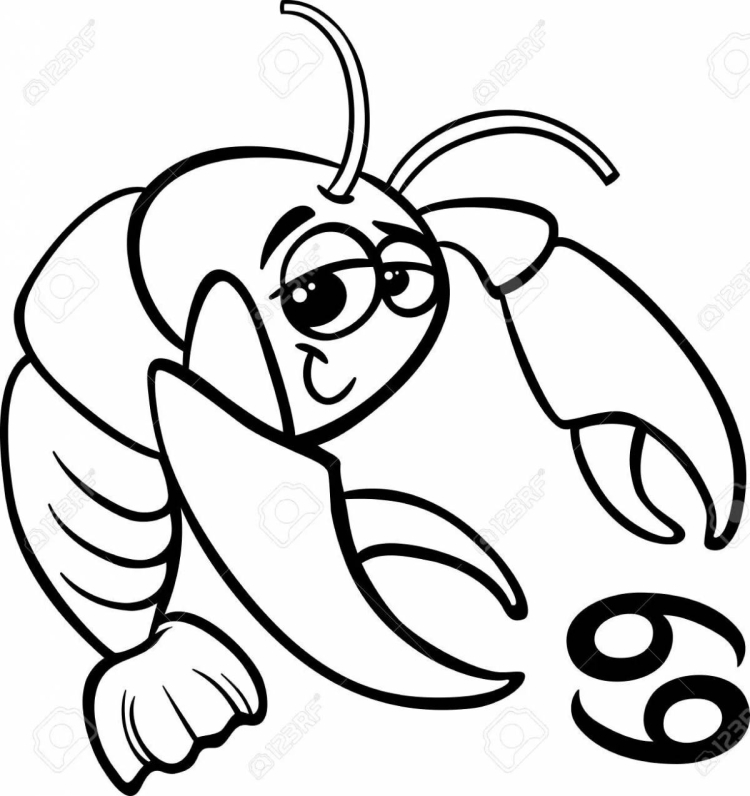 Контурное изображение знака зодиака рак.