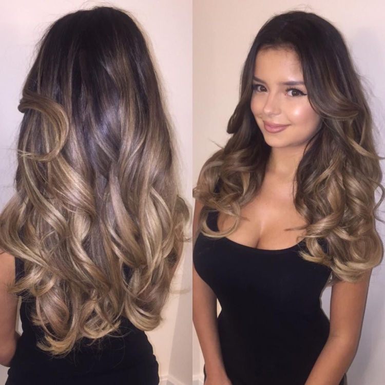 Шатуш окрашивание на темные длинные волосы