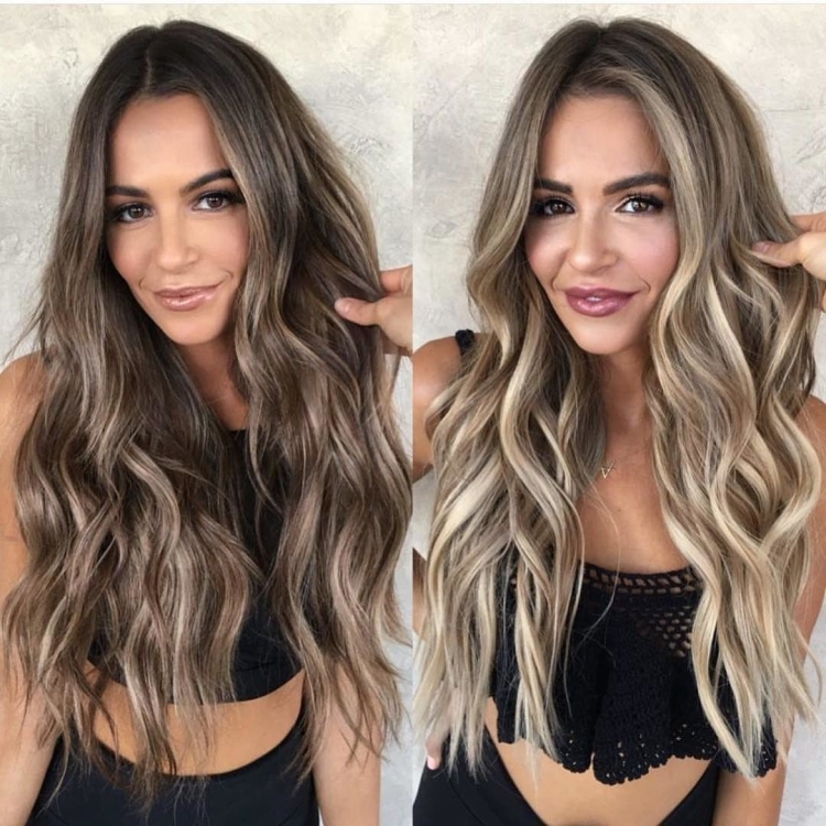 Балаяж блонд на темные волосы