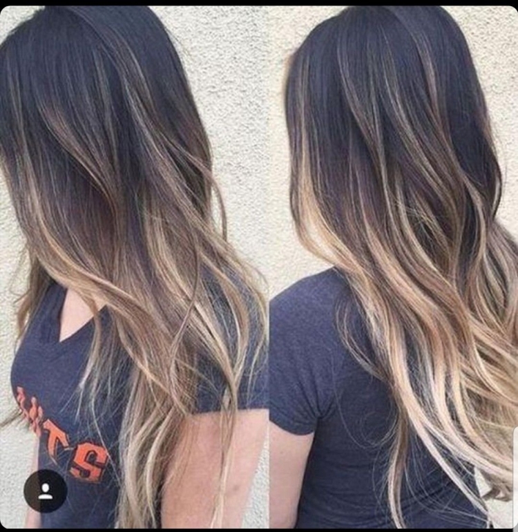 Омбре балаяж на прямые темные волосы