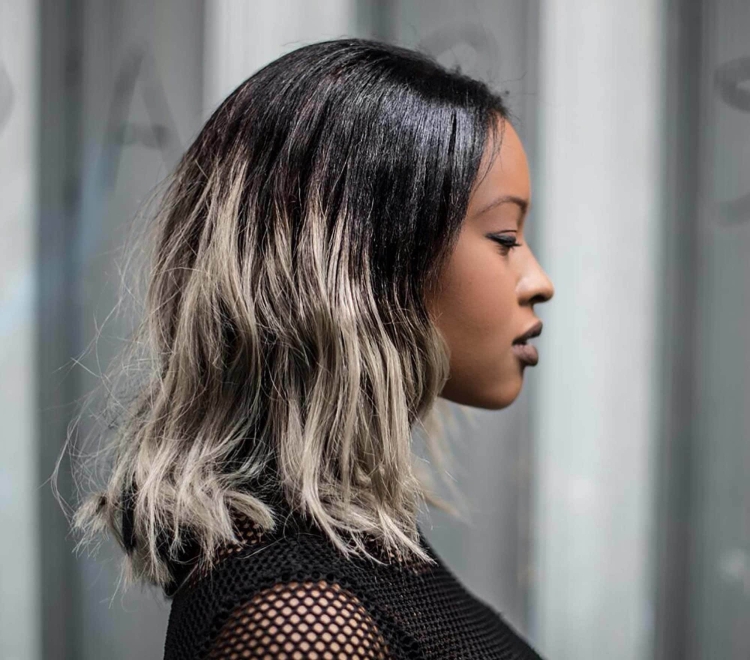 Омбре на черные короткие волосы