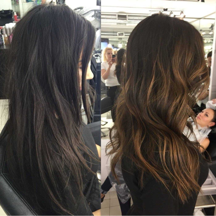 Shatush окрашивание на темные волосы