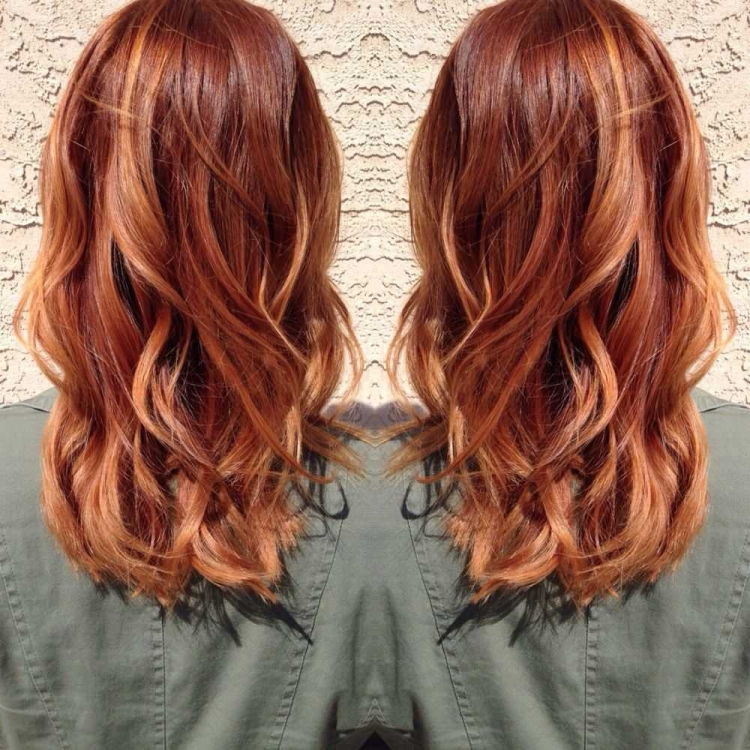 Медное омбре балаяж