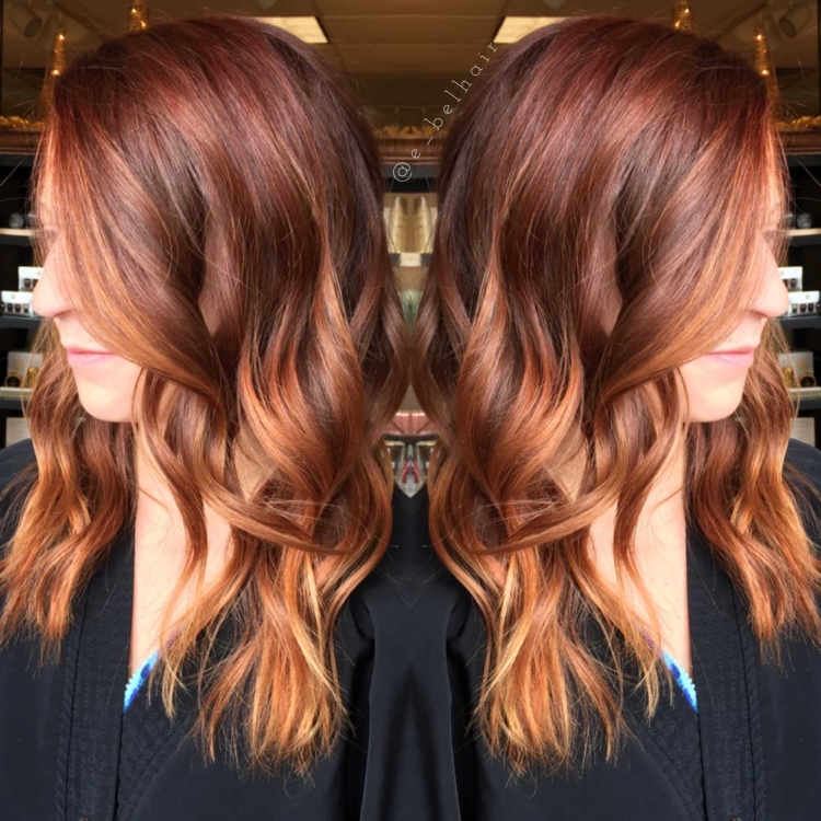 Медное омбре балаяж