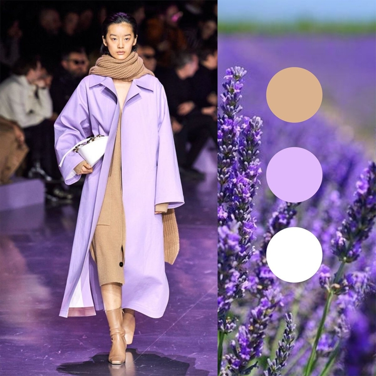 Сочетание цвета лаванды с другими цветами в одежде