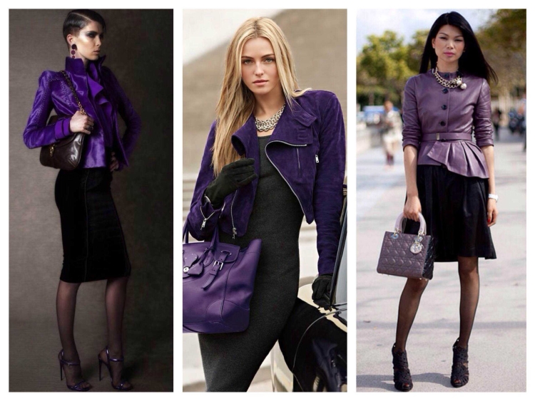 Сочетание черного и фиолетового в одежде