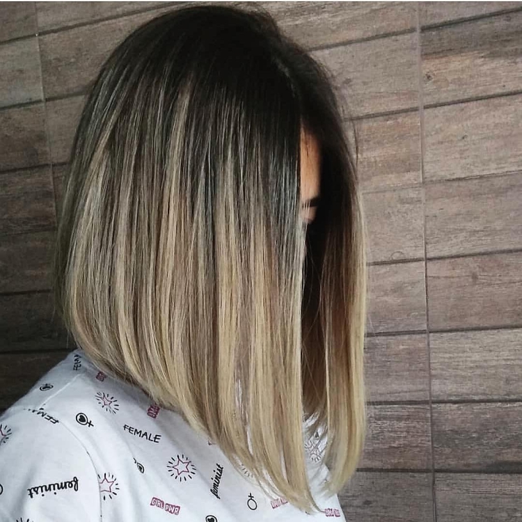 Удлиненное каре балаяж русый