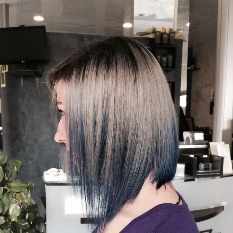 Удлинённое каре мелирование Пепельное