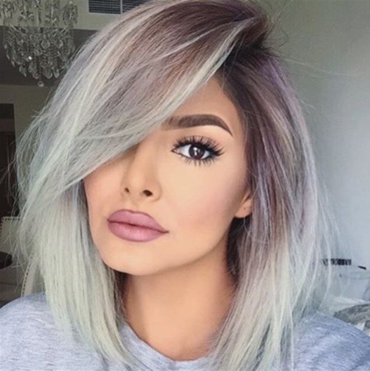 Пепельный блонд каре омбре