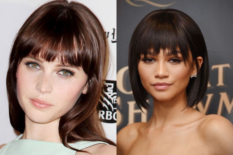 Стрижка на вытянутое лицо с челкой