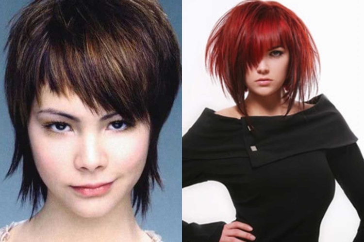 Рваная стрижка с челкой набок