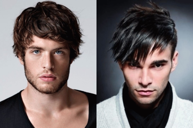 Мужская стрижка на средние волосы с челкой