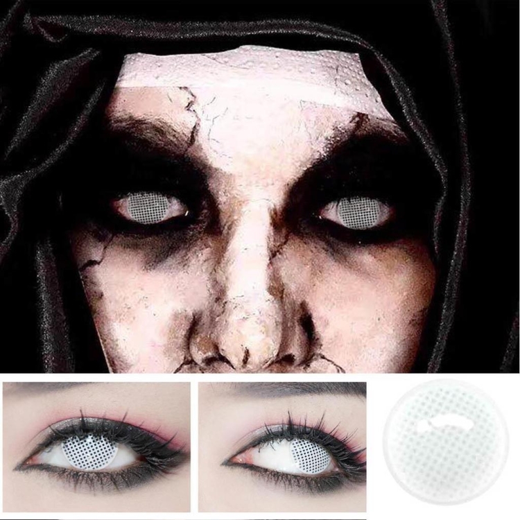 Макияж на Хэллоуин с белыми линзами