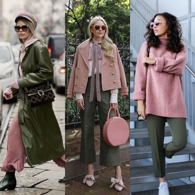 Сочетание хаки и розового