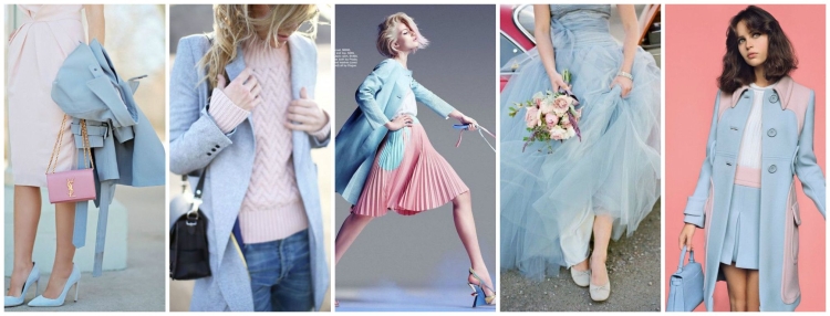 Сочетание голубого и розового в одежде