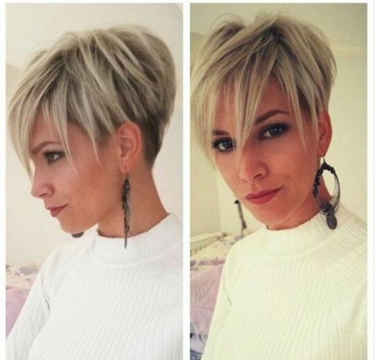 Рваная стрижка Пикси-Боб на средние волосы с челкой