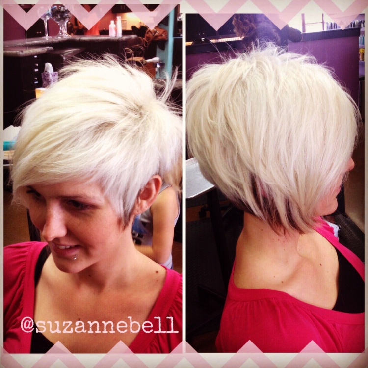 Асимметричная стрижка с короткой макушкой вид со всех сторон