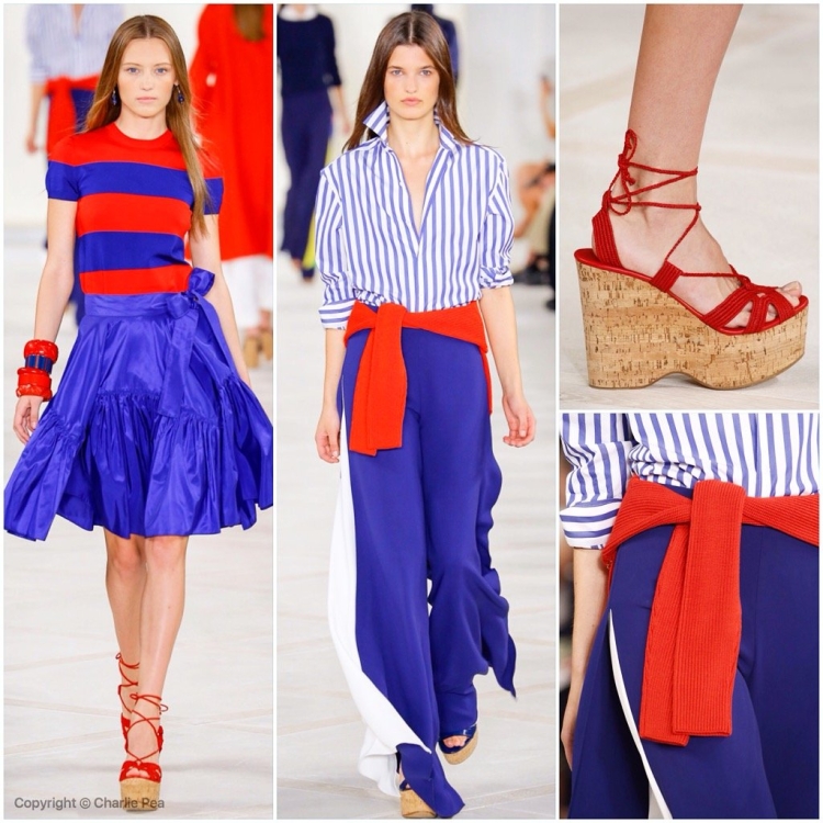 Синий с красным в одежде