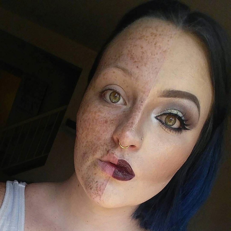 Тонна макияжа на лице