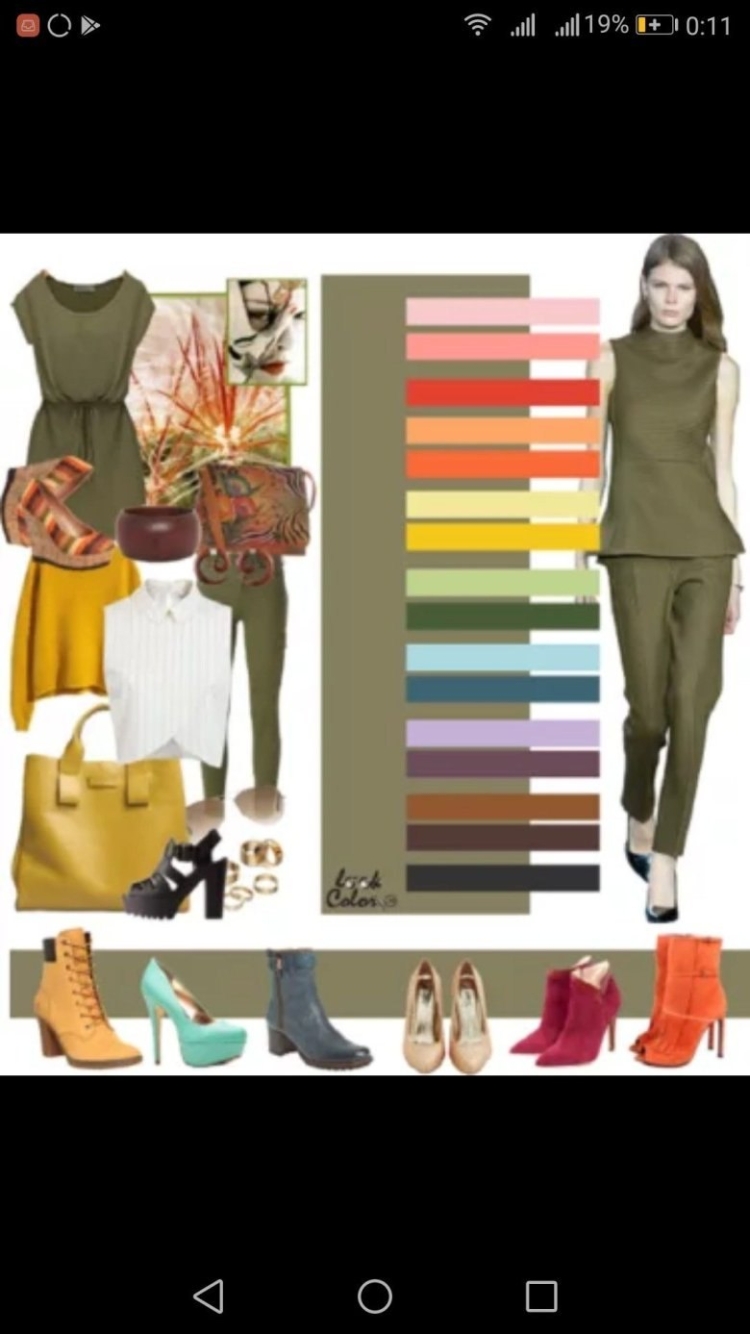 Сочетание цвета хаки с другими цветами в одежде