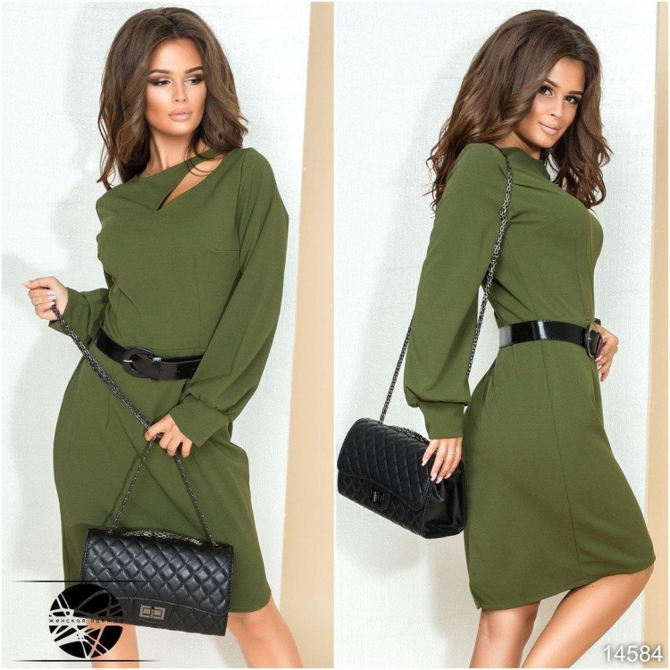 Платье болотного цвета