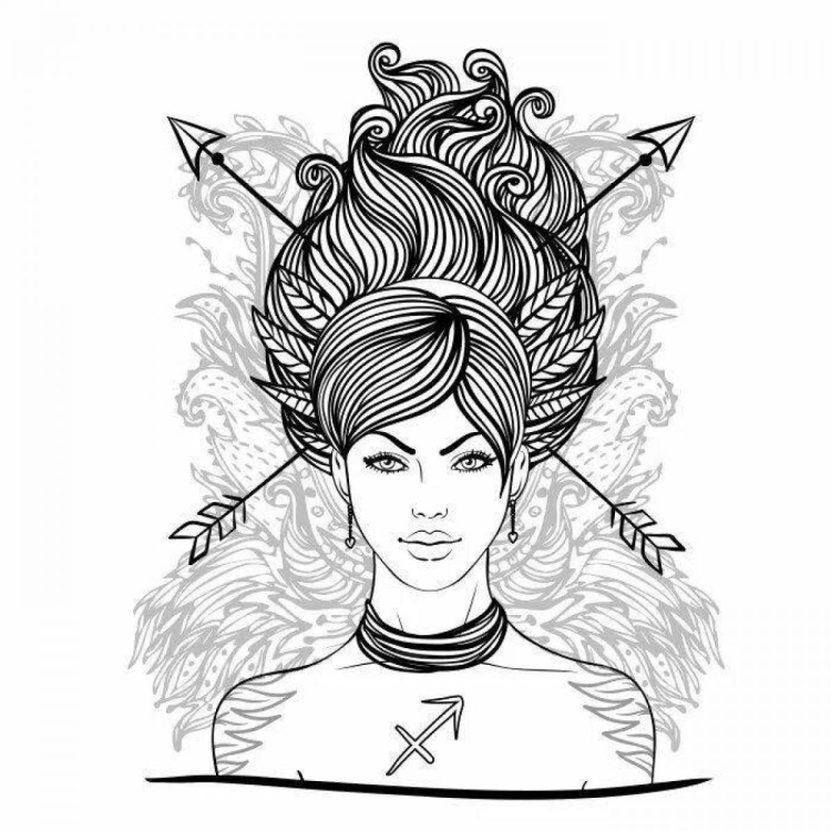 Раскраска Стрелец знак зодиака